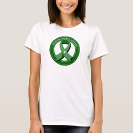 Camiseta Coração Branco da Fita de Consciência Verde