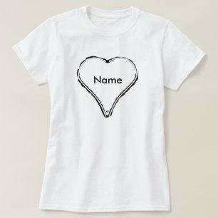 Camiseta Coração branco esperando um nome