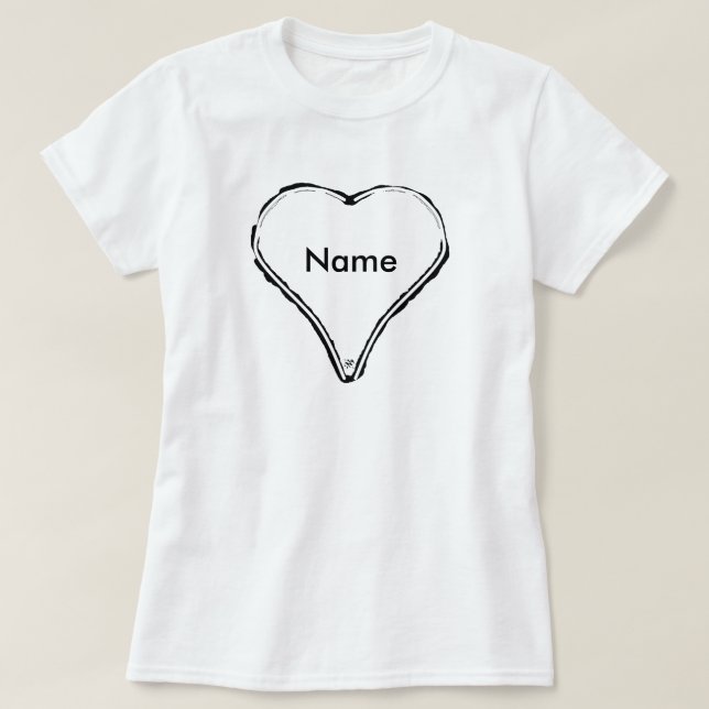 Camiseta Coração branco esperando um nome (Frente do Design)