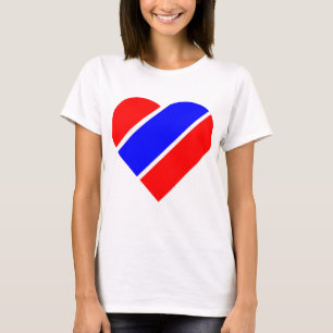 Camiseta coração branco vermelho usa patriota