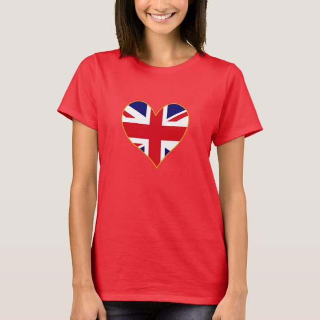 Camiseta Coração BRITÂNICO da bandeira (Frente)