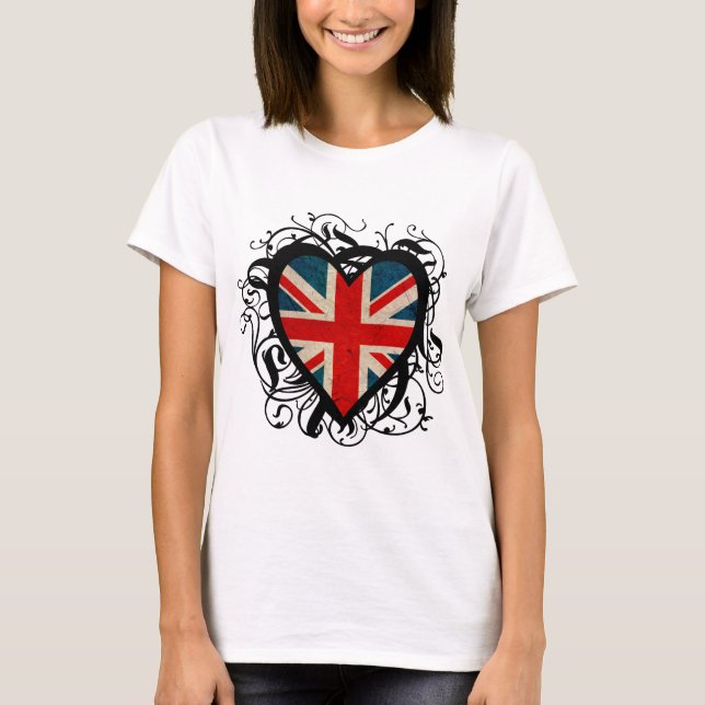 Camiseta Coração britânico decorativo (Frente)