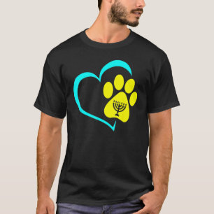 Camiseta Coração Cachorro Imprime Menorah Hanukkah Chanukah