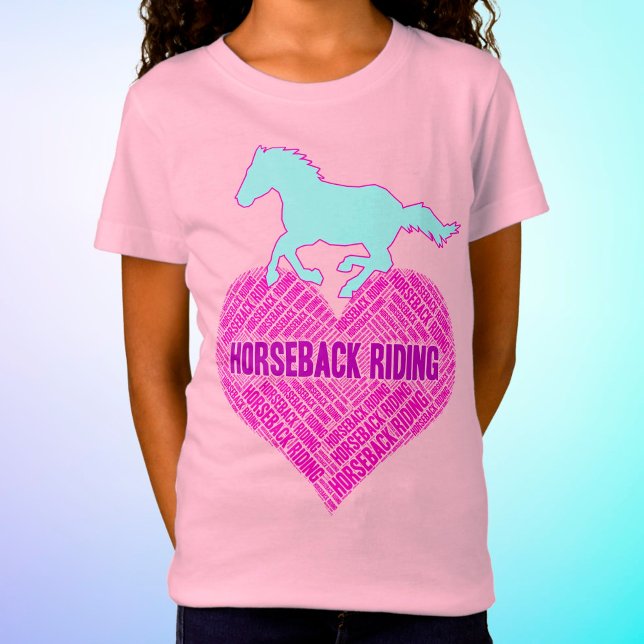 Camiseta Coração Cavalgando com Pony Selvagem (Criador carregado)