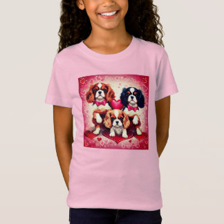 Camiseta Coração Cavalier Bonito Enche Meninas Camisa-T