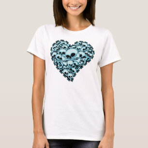 Camiseta Coração Caveira - Azul