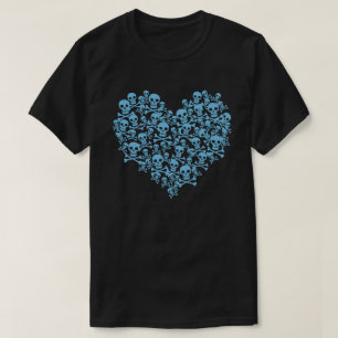 Camiseta Coração Caveira Azul
