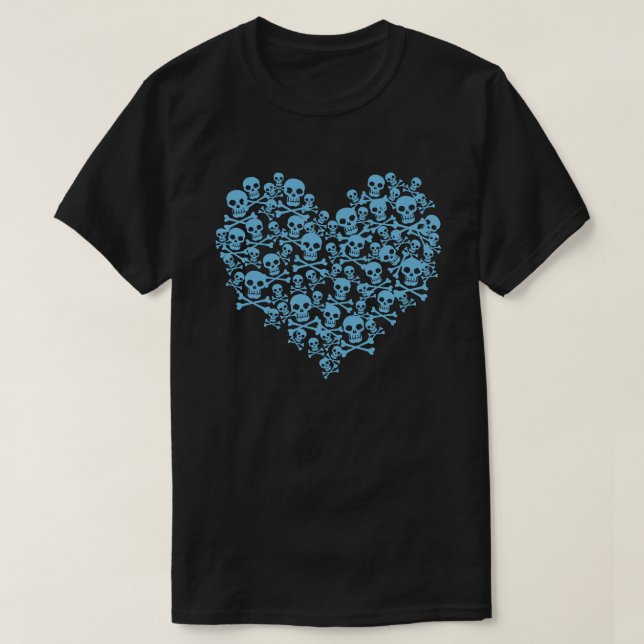 Camiseta Coração Caveira Azul (Frente do Design)