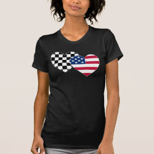 Camiseta Coração checkered da bandeira dos EUA da raça