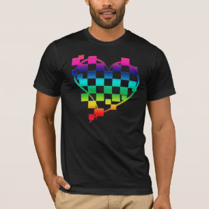 Camiseta coração checkered. v1.