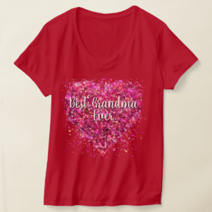 Camiseta Coração cintilante rosa brilhante melhor avó de to
