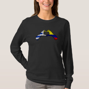 Camiseta Coração Colombiano Uruguaio Bandeira Colômbia Urug