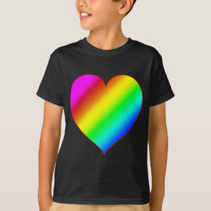 Camiseta Coração Colorido Arco-íris Amor Cor Brilhante