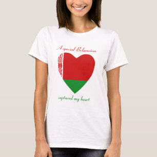 Camiseta Coração com a Bandeira da Bielorrússia