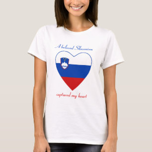 Camiseta Coração com a Bandeira da Eslovênia