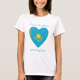 Camiseta Coração com a Bandeira do Cazaquistão