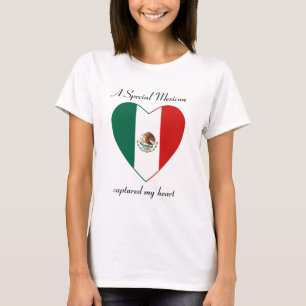 Camiseta Coração com a Bandeira do México