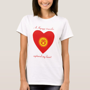 Camiseta Coração com a Bandeira do Quirguistão
