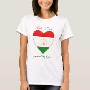 Camiseta Coração com a Bandeira do Tajiquistão