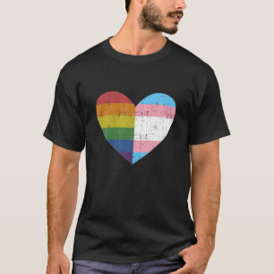 Camiseta Coração Com Arco-Íris E Sinalizador Transgêner