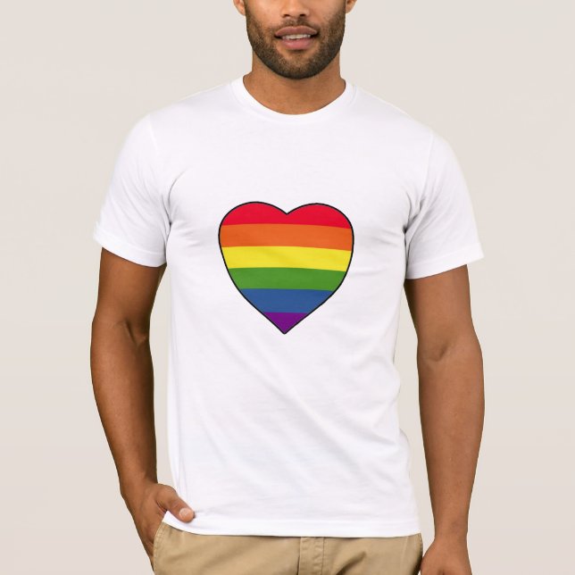 Camiseta Coração com Cores Arco-Íris (Frente)