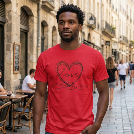Camiseta Coração com design de arte de linha contínua de Am