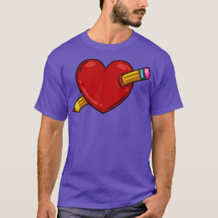 Camiseta Coração Com Lápis Com Desenhar Desenhando Artista
