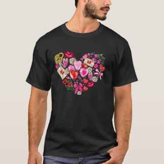 Camiseta Coração com Letra de Coração Chave Candy Rosa Patt