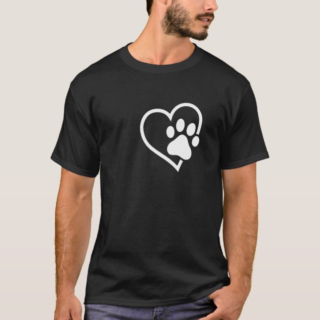 Camiseta Coração Com Pata Para Gato Ou Cachorro (Frente)