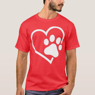 Camiseta Coração com Pata para Pássaros de Gato ou Cão