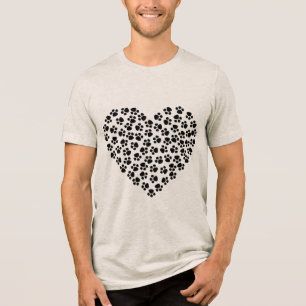 camiseta coração com pegada de pata