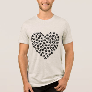 camiseta coração com pegada de pata