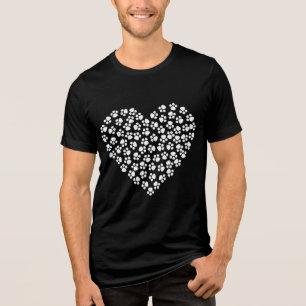 camiseta coração com pegada de pata