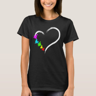 Camiseta Coração Conscientização do Autismo Amor Puzzle Ide