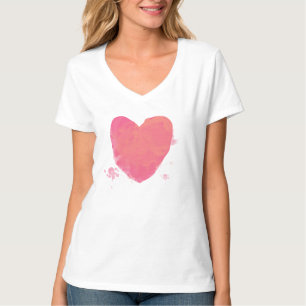 Camiseta Coração Cor de Água Rosa