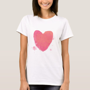 Camiseta Coração Cor de Água Rosa