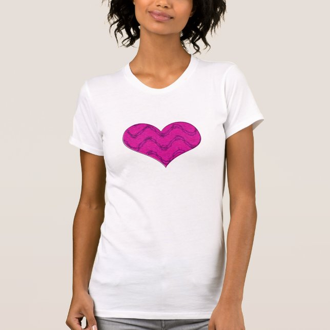 Camiseta coração cor-de-rosa 3 (Frente)