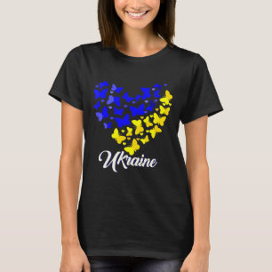 Camiseta Coração Coração Ucrânia Borboleta Eu Esto