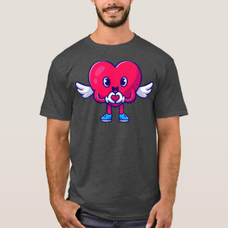 Camiseta Coração Corajoso Bonito Com Cartoon De Sinal De Am