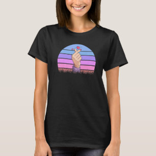 Camiseta Coração Coreano Retro Dedos Vintage K-Pop Coração