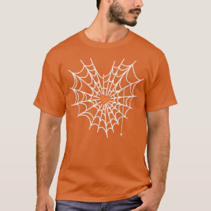 Camiseta Coração Coronário Cobweb Halloween Laranja na Web