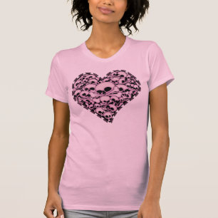 Camiseta Coração Crânio Rosa