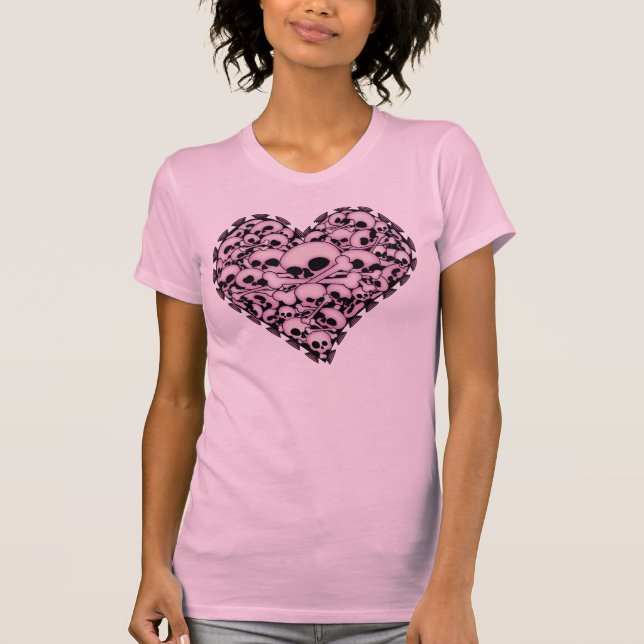 Camiseta Coração Crânio Rosa (Frente)