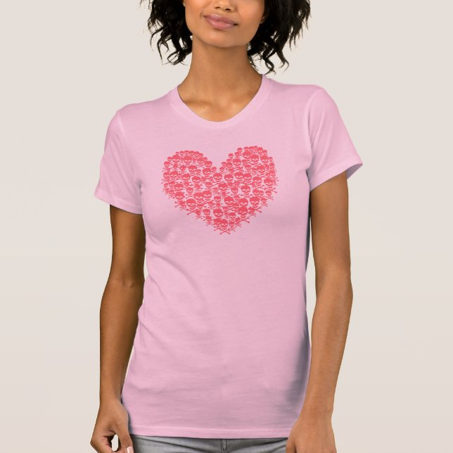 Camiseta Coração Crânio Rosa (Frente)