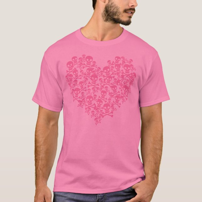 Camiseta Coração Crânio Rosa Punk (Frente)