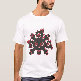 Camiseta Coração, crânio, vinha e design espinhal, preto e 