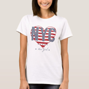 Camiseta Coração da bandeira americana de NYC