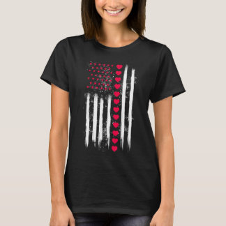 Camiseta Coração da Bandeira Americana do Dia dos Namorados