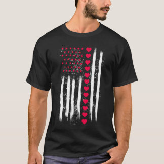 Camiseta Coração da Bandeira Americana do Dia dos Namorados