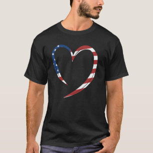 Camiseta Coração da Bandeira Americana EUA Patriótico Força